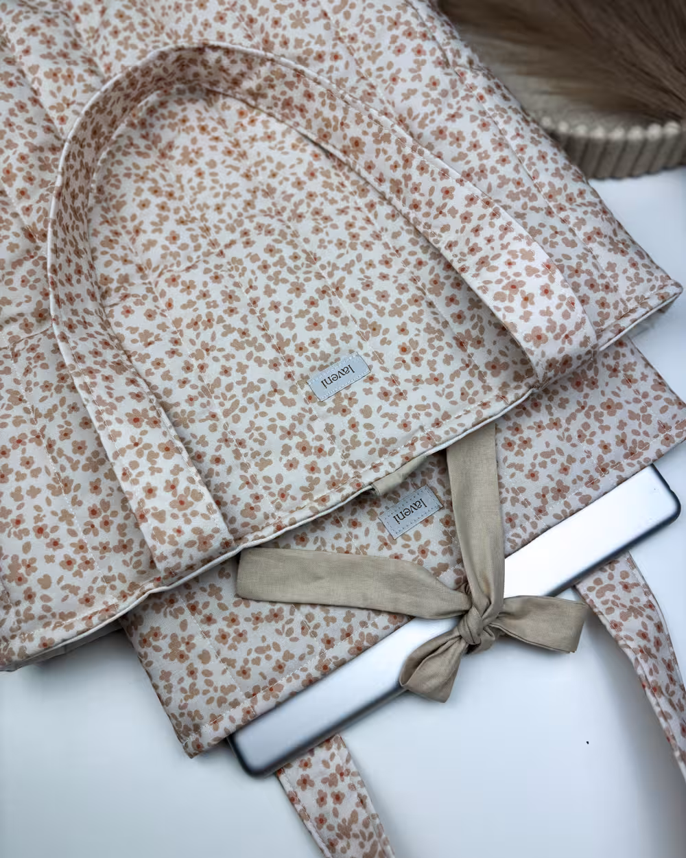 Etui na Tableta Beige Bloomie 3 zestaw torebka i etui handmade