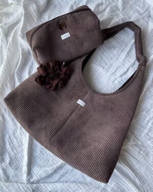 zestaw torebka i kosmetyczka ze sztruksu