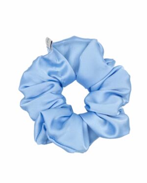 Błękitna satynowa gumka do włosów handmade