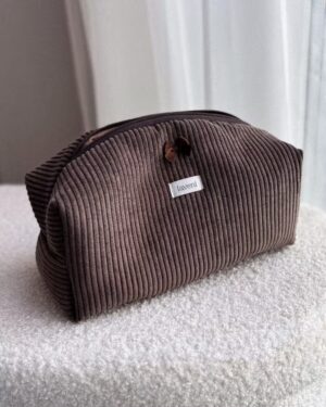 sztruksowa kosmetyczka handmade choco