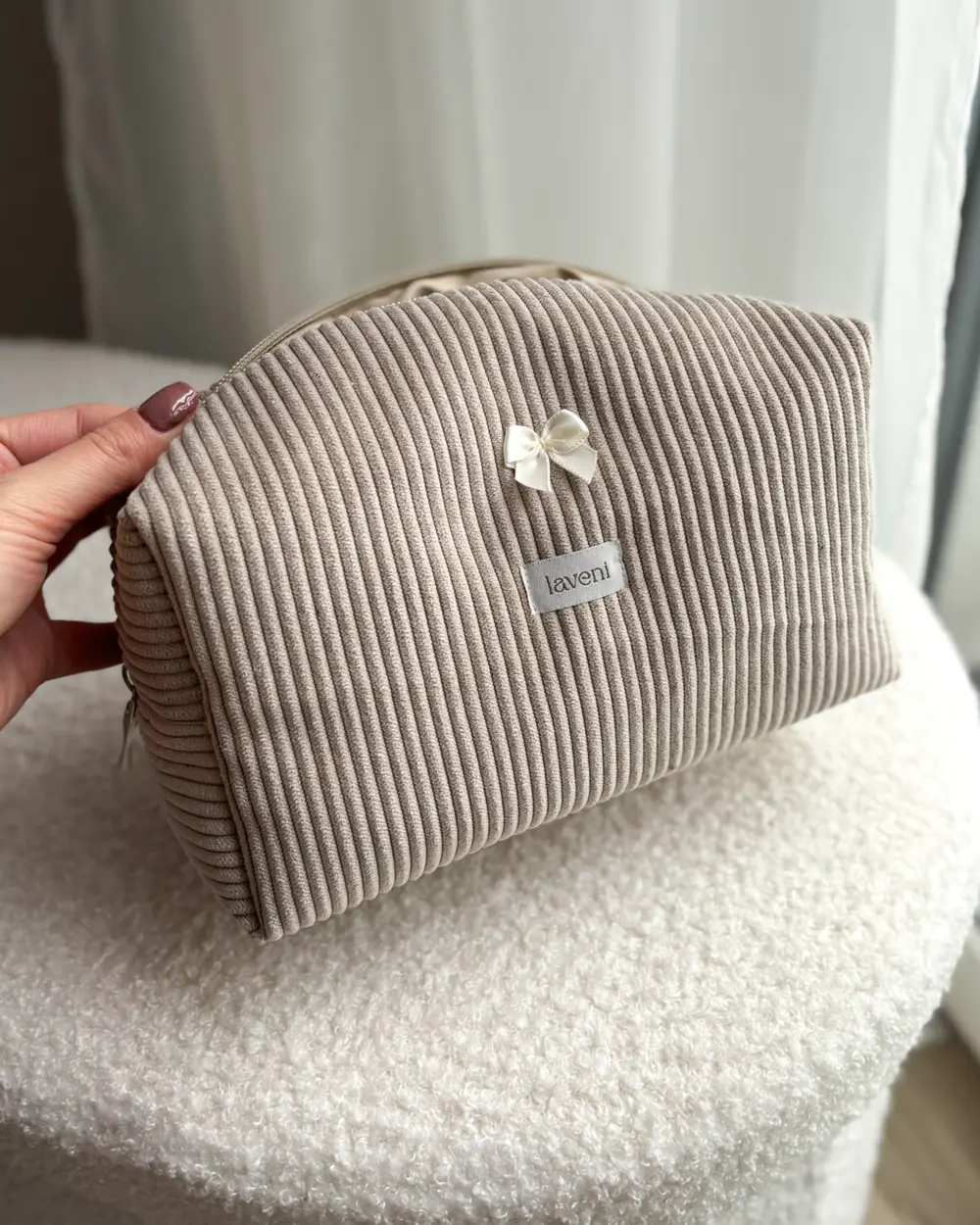 Kosmetyczka Sztruks Sand 2 sztruksowa kosmetyczka handmade