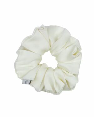 satynowa gumka do włosów ecru