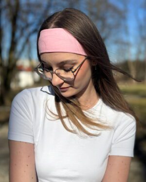 modna-opaska-na-glowe-baby-pink różowa opaska handmade