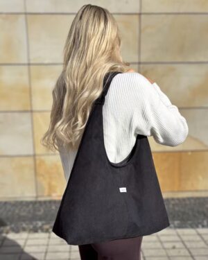 czarna torebka handmade z eko zamszu