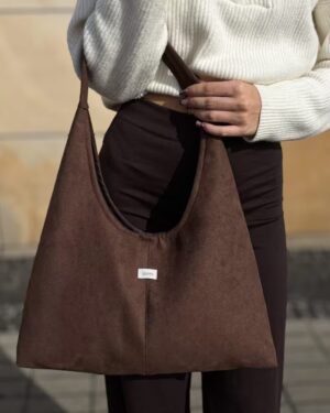 damska torebka hobo zamszowa ciemny brąz