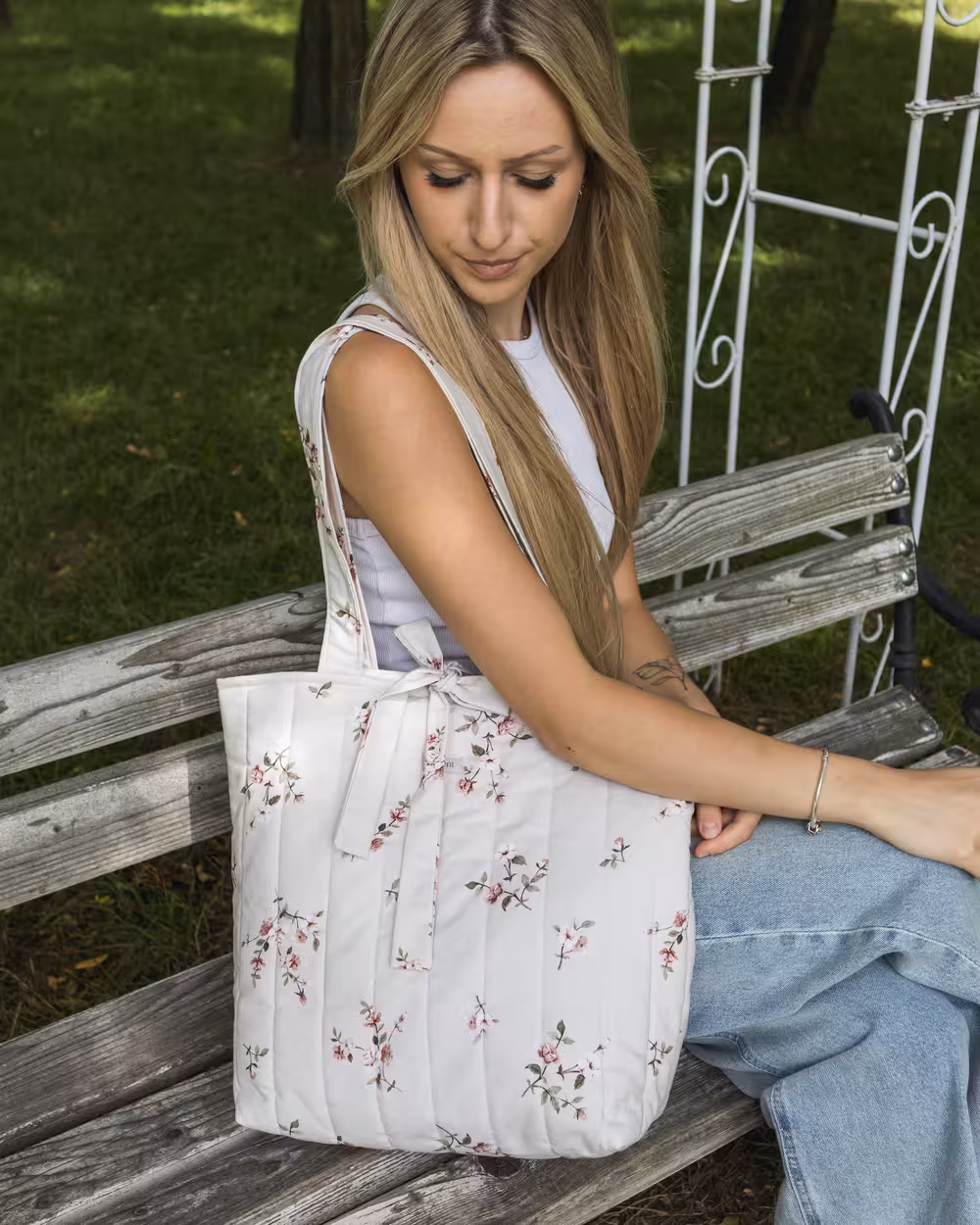 Torebka Tote Bag Little Rose Beige 4 torebka handmade w kwiaty