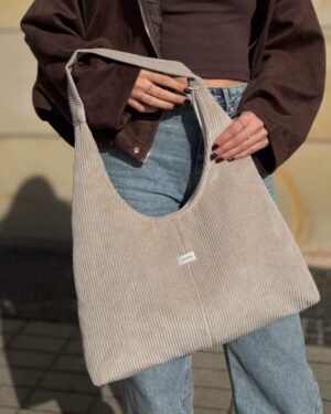 beżowa torebka sztruksowa