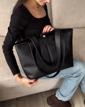 Czarna torebka shopper