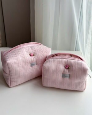 kosmetyczka pudrowy róż handmade