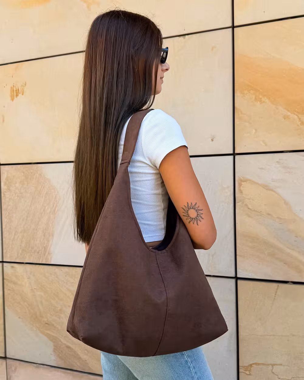 Torebka Hobo LARA Suede Mocha 1 brązowa torebka zamszowa