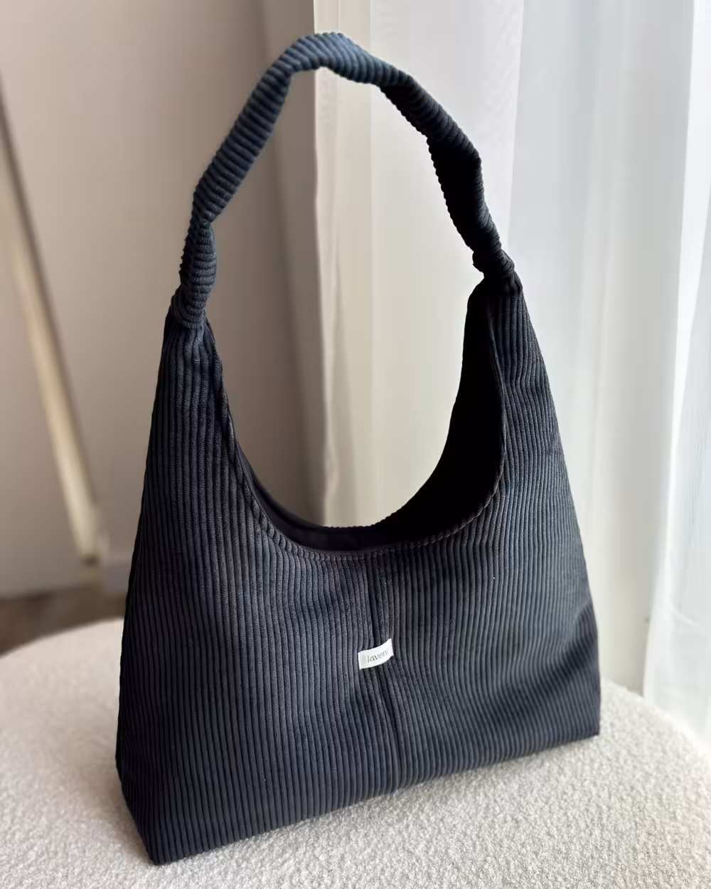 Torebka Hobo LARA Deep Grey 1 torebka sztruksowa ciemnoszara