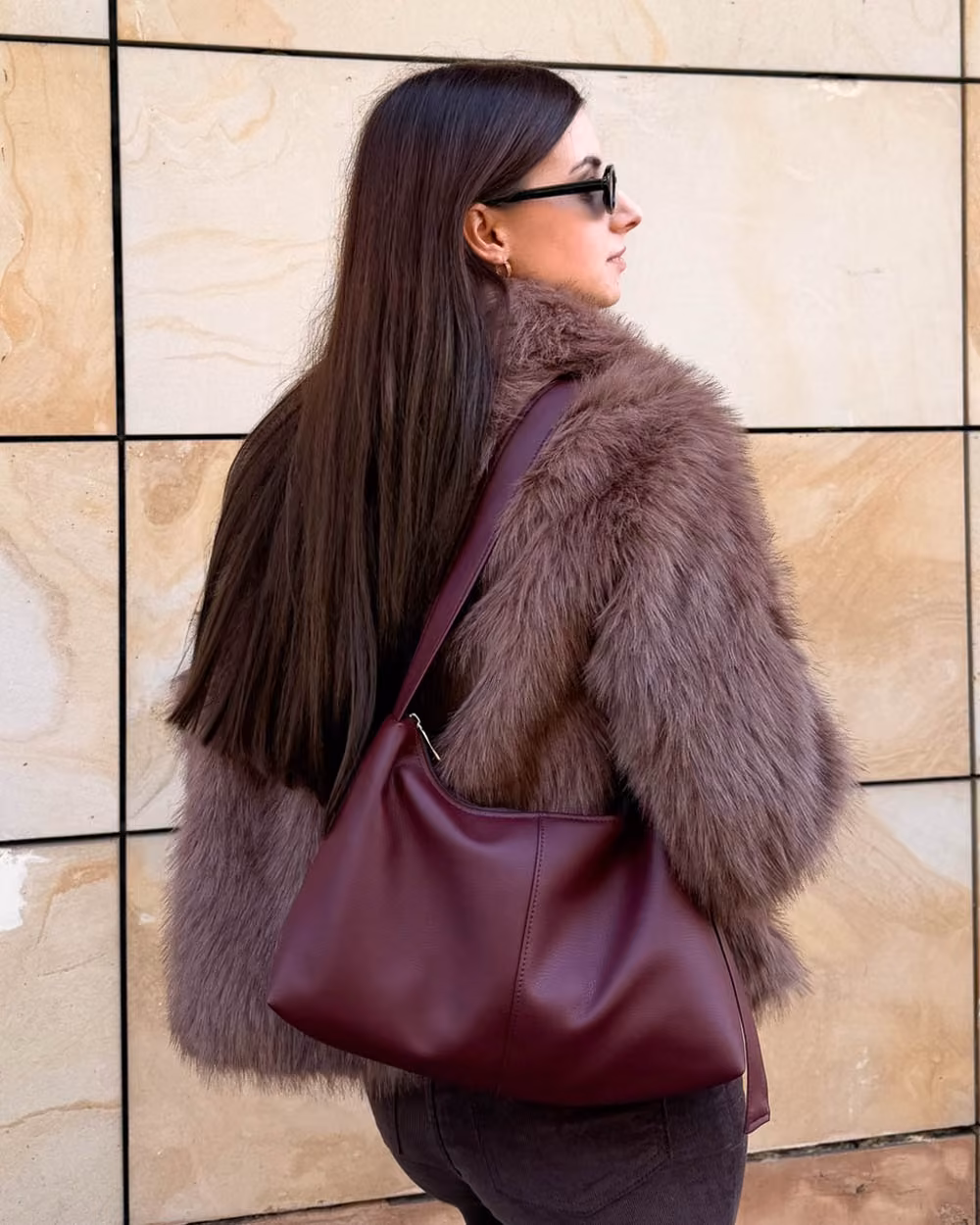 Torebka Slouchy MIA Dark Cherry 1 bordowa torebka bagietka